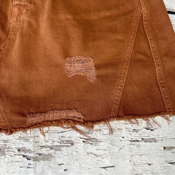 FP We the Free Distressed Denim Mini Skirt Size  28 - Picture 4 of 8